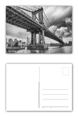 12 x Postkarten Manhattan Bridge New York City Hängebrücke über East River