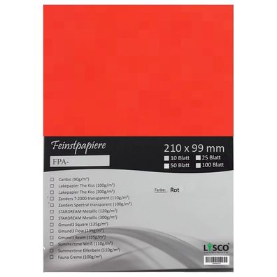 100 Blatt DIN lang Gmund Transparentpapier 100g Farbe rot transparent FPA-122