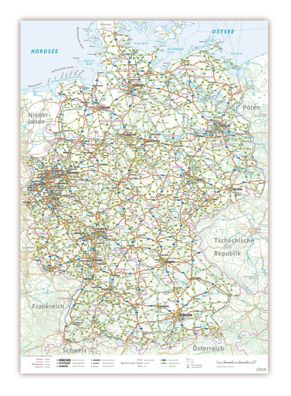 XXL DIN B1 topografische Deutschlandkarte abwischbar Landkarte Poster gerollt