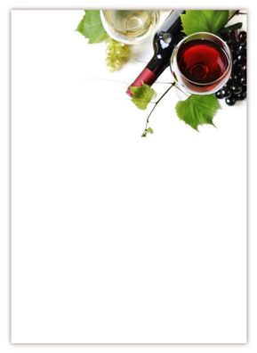 Motiv Briefpapier (Wein-5035, DIN A4, 100 Blatt) Wein Weintrauben Weinglas