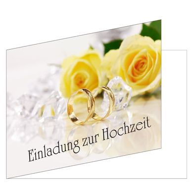 25 Stück Einladungskarten zur Hochzeit DIN A6 Einladungen Ringe Rosen (EKT-104)