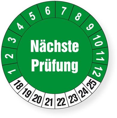 100 x Prüfplaketten 8 Jahre Aufkleber Ø 30mm grün-weiß Prüfetiketten ( Auf-P2 )