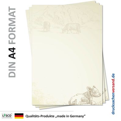25 Blatt Motivpapier-5130 A4 Kühe Zeichnung Bauernhof Malerei Briefpapier Kuh