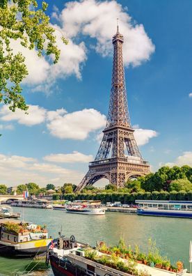 XXL Poster 100 x 70cm Eiffelturm in Frankreich / Paris am Seine Ufer (S-833)