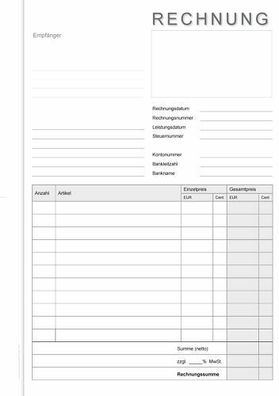 A4 Rechnungsblock (2 x 40 Blatt) - selbstdurchschreibend