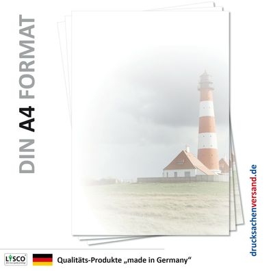 100 Blatt Motivpapier-5107 DIN A4 Leuchtturm Briefpapier Nordsee Westerhever