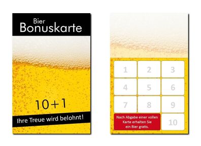 100 Stück Treuekarten Bonuskarten Bier für ihr Lokal Gaststätte Kneipe (BOK-415)