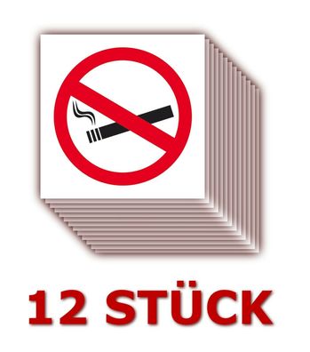12 X Folien Aufkleber Rauchen verboten kein Raucherbereich Zigarette 5 x 5 cm