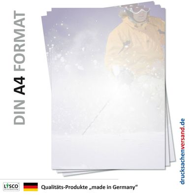 100 Blatt Motivpapier-5111 DIN A4 Briefpapier Skifahren Abfahrt Urlaub Reisen