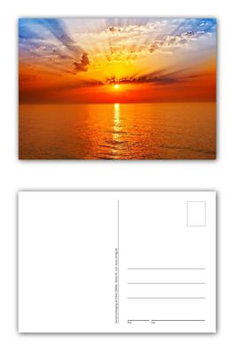 12 Stück Postkarten sunrise in the sea wunderschöner Sonnenuntergang im Meer