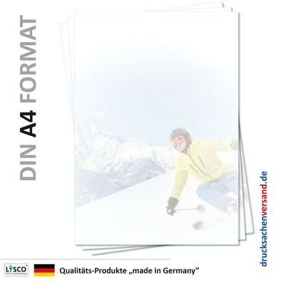 25 Blatt Motivpapier-5136 DIN A4 Briefpapier Skifahren Urlaub Reisen Sport