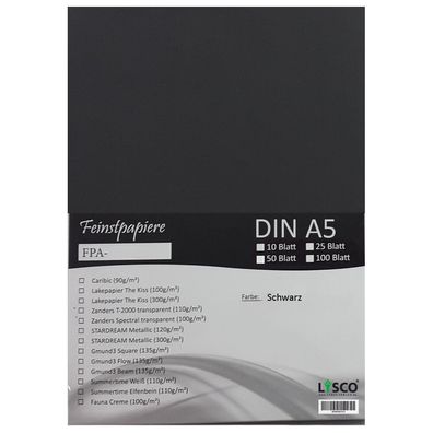 100 Blatt DIN A5 Gmund Transparentpapier 100g Farbe schwarz transparent FPA-125