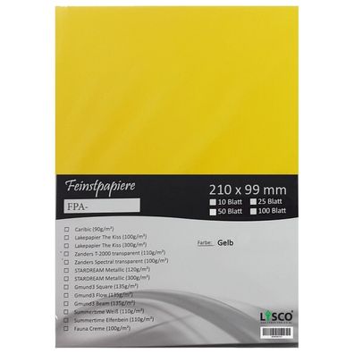 25 Blatt DIN lang Gmund Transparentpapier 100g Farbe gelb transparent FPA-120