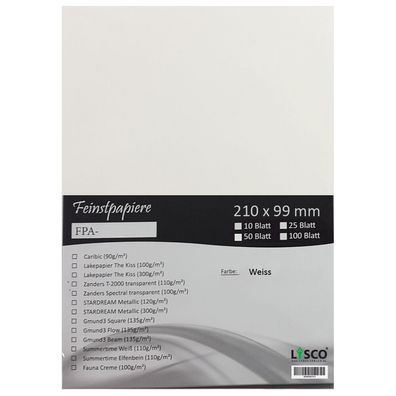 25 Blatt DIN lang Gmund Transparentpapier 100g Farbe weiß transparent FPA-126