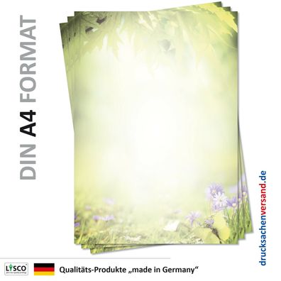 100 Blatt Motivpapier-5127 DIN A4 grün bunte Sommerwiese Briefpapier Sonne Natur