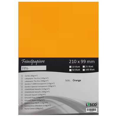 50 Blatt DIN lang Gmund Transparentpapier 100g Farbe orange transparent FPA-121