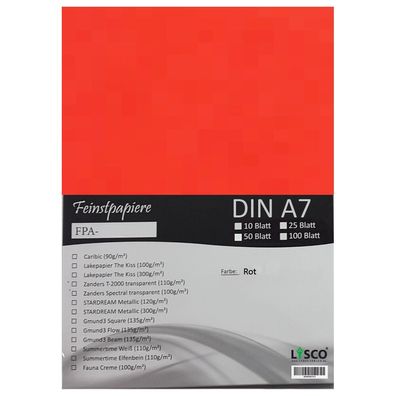 100 Blatt DIN A7 Gmund Transparentpapier 100g Farbe rot transparent (FPA-122)