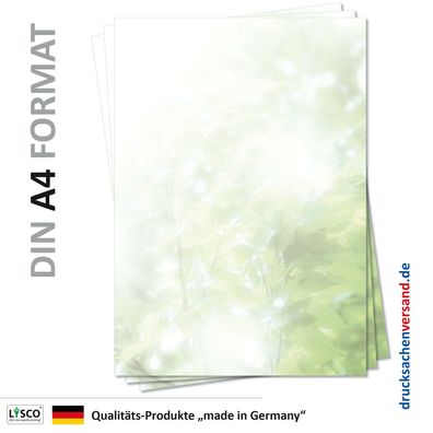 100 Blatt Motivpapier-5115 DIN A4 Briefpapier grün Blätterwald Bäume Laub Sonne