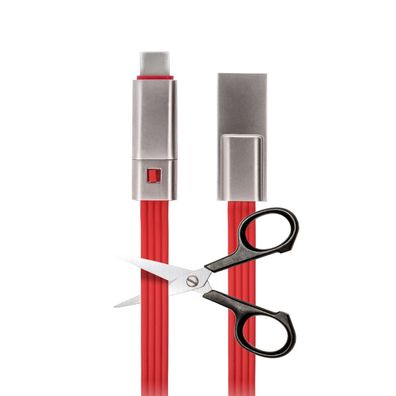 USB Typ-C Ladekabel Datenkabel Cut & Fix kürzbares Kabel in Rot für Handy