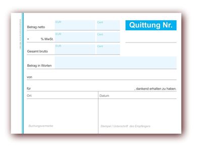 5 x Formularbuch Quittungsblock DIN A6 50 Blatt blau Quittungsblöcke Quittung