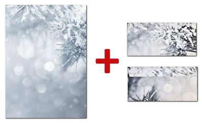 Briefpapier + Umschläge (Winter-5180, DIN A4, 25 Blatt) Weihnachten Schnee