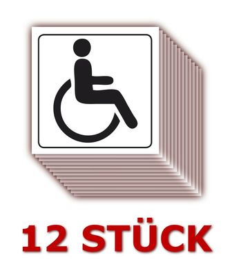 12 X Türaufkleber Behinderten WC Bad Toilette Rollstuhl Aufkleber 5 x 5 cm