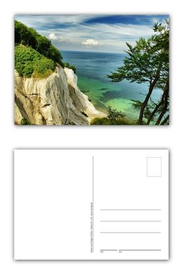 12 Stück Postkarten Blick von Insel Rügen mit Kreidefelsen Meeresbucht / Ostsee