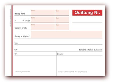 5 x Formularbuch Quittungsblock DIN A6 50 Blatt rot Quittungsblöcke Quittung