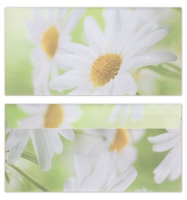 25 x Premium Briefumschläge DIN lang mit Motiv bedruckt, Blumen Margeriten