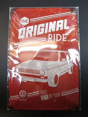 Blechschild VW Golf The Original Ride rot,30 cm !!, NEU, metal shield