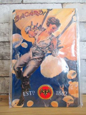Bacardi Fallschirm Blechschild Nostalgie Schild 30 cm Spirituose
