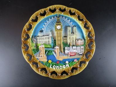 London Souvenir Teller 19 cm, Big Ben, Tower Bridge, Bus, Taxi ...