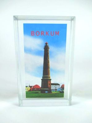 Glasquader Borkum Leuchtturm in Gift Box Germany Deutschland Souvenir, Neu