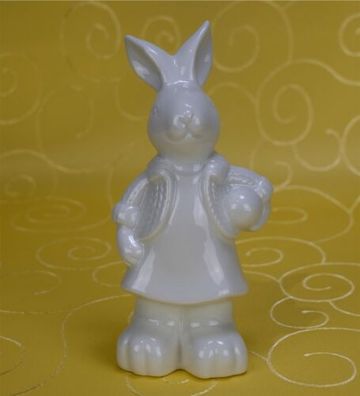 Ostern Porzellan Hasenfrau stehend 8x5,2x16,3cm, weiß glasiert Osterhase