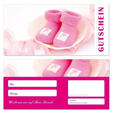 100 Geschenkgutscheine (Schuhe-706) Gutscheine Handel rosa Babysachen Shopping