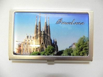 Visitenkarten Etui Barcelona Sagrada Spanien, Metall, Business Card Holder, NEU