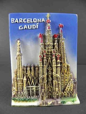 Barcelona Sagrada Spanien Spain 3 D Polyresin Relief Bild Picture,11 cm, NEU