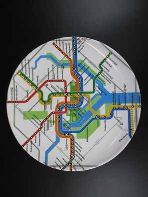 Washington Melamin Teller Plate,22,5 cm, U Bahn Subway Netz, Neu