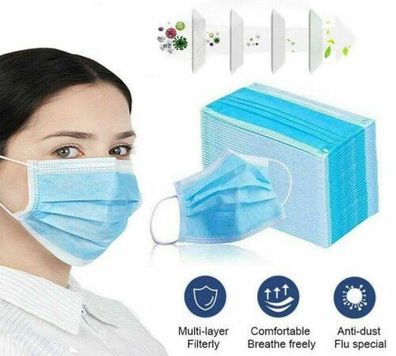 Medizinischer Mundschutz Atemschutzmaske 3-lagig Gesichtsmaske Sofort lieferbar