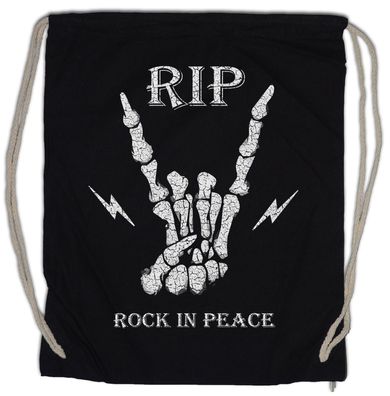 Rock In Peace Turnbeutel Band Rock Metal Fun Sign Symbol Skeleton Grim Reaper