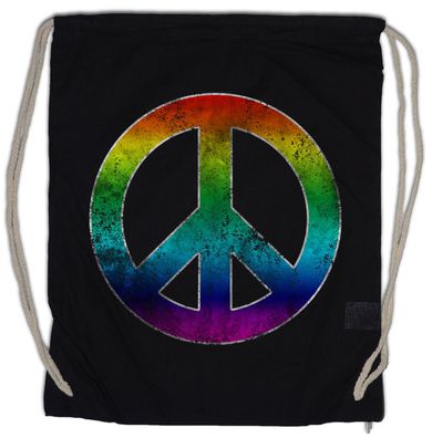 Rainbow Peace Symbol Turnbeutel Regenbogen Gay 60s Hippie Frieden Schwul