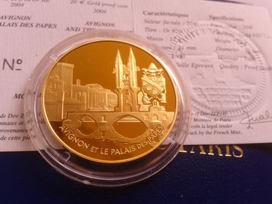 20 euro PP 2004 17g Gold Frankreich Avignon Papstpalast nur 595 Stück