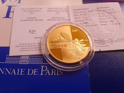 Original 20 euro 2003 PP Frankreich Paris Tokyo 17g Gold 920er