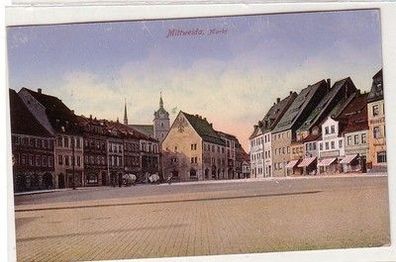 60646 Feldpost Ak Mittweida Markt mit Geschäften 1916