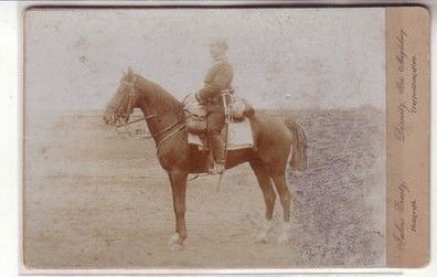 60679 Kabinett Foto Soldat zu Pferd Dörnitz Bez. Magdeburg um 1910