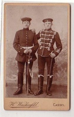 34807 Kabinett Foto Husar mit Uniform und Degen Cassel um 1910