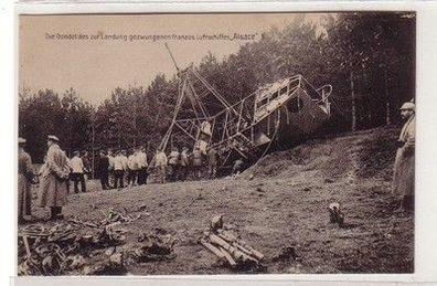 23991 Ak Die Gondel des zur Landung gezwungenen franz. Luftschiffes "Alsace" 1916