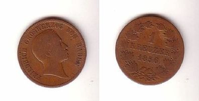 1 Kreuzer Kupfer Münze Baden 1856 s/ ss
