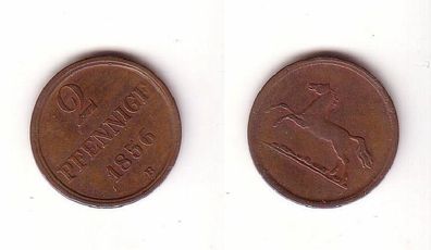 2 Pfennige Kupfer Münze Braunschweig Wolfenbüttel 1856 B ss