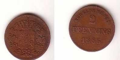 2 Pfennige Kupfer Münze Bayern 1866